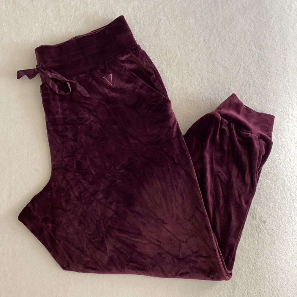 {VS} Victoria's Secret | Velour High Waist Joggers African Violet Purple (XL) - Picture 16 of 16